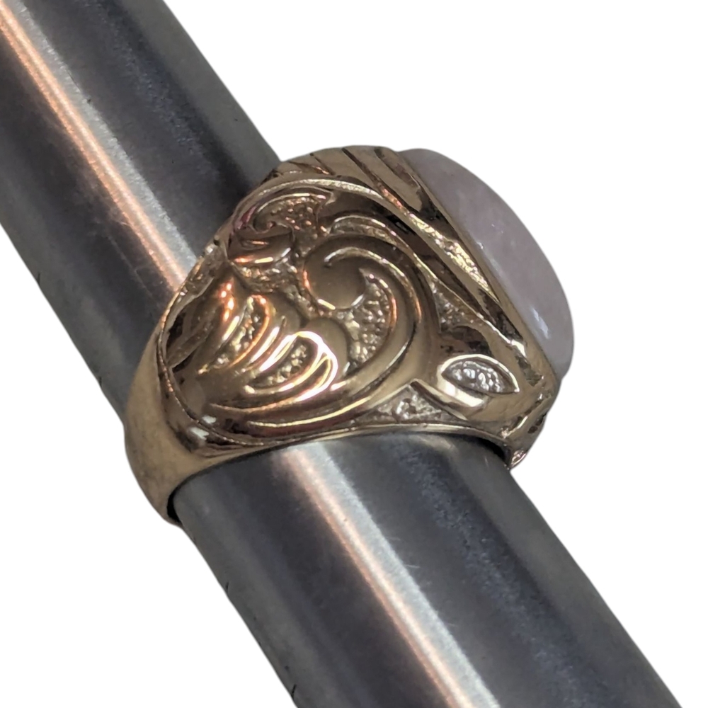 VTG SX Sally C Treasures Milky Rose Quartz Gold Tone Statement Ring Women's 7 - Picture 9 of 14